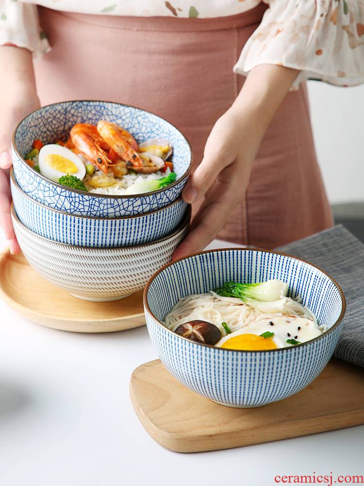 Ceramic bowl individual creative student individuality large web celebrity home noodles in soup bowl chopsticks restoring ancient ways single Japanese dishes