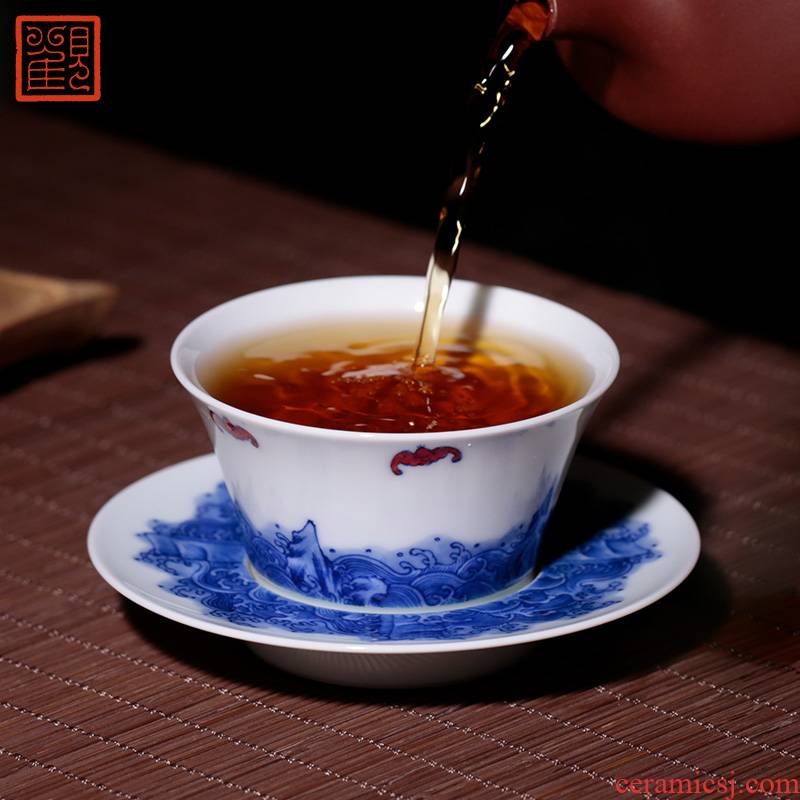 Wufu universal view restoring museum sample tea cup jingdezhen porcelain ceramic cups hand - made kung fu master cup single CPU