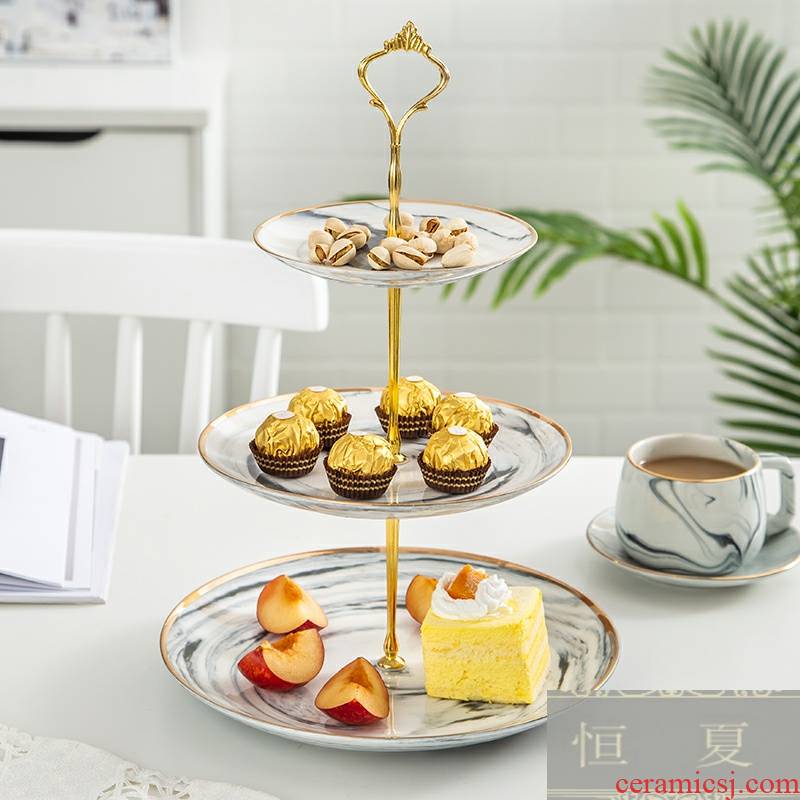 Ceramic creative compote European three dim sum afternoon tea cake dish of fruit cake modern living room shelf