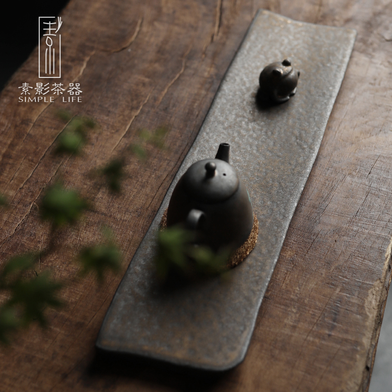 Plain film gold dry Taiwan tea tray ceramic pot of retainer plate, single - layer manual tea contracted kung fu tea saucer