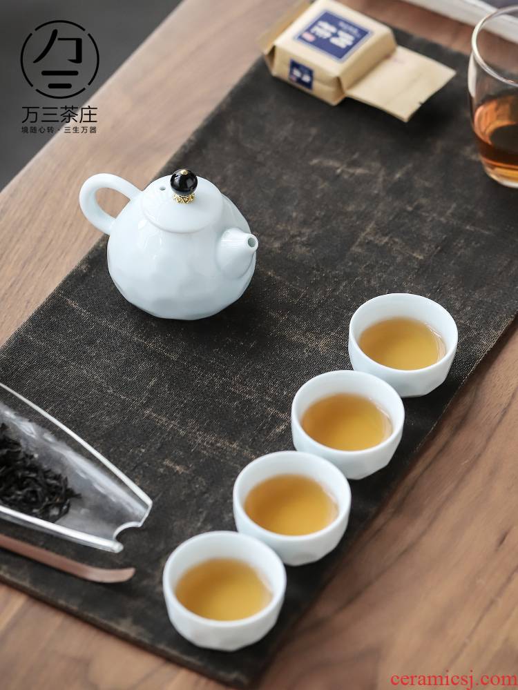 Three thousand Japanese ceramic kung fu tea tea set tea village office household white porcelain teapot teacup contracted small set