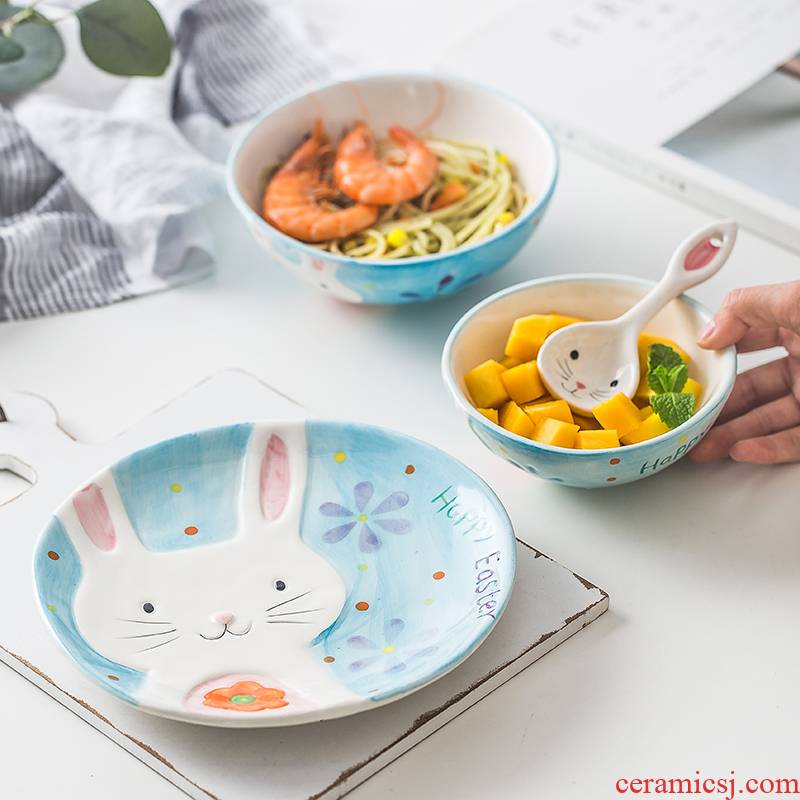 Japanese animal ceramic tableware suit western - style food dish baby cartoon breakfast dishes home creative dish fruit bowl