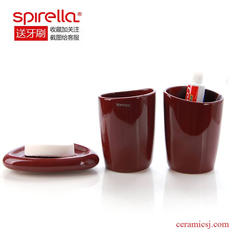 SPIRELLA/silk pury European - style ceramics three - piece bathroom suite soap box of gargle for wash gargle suit