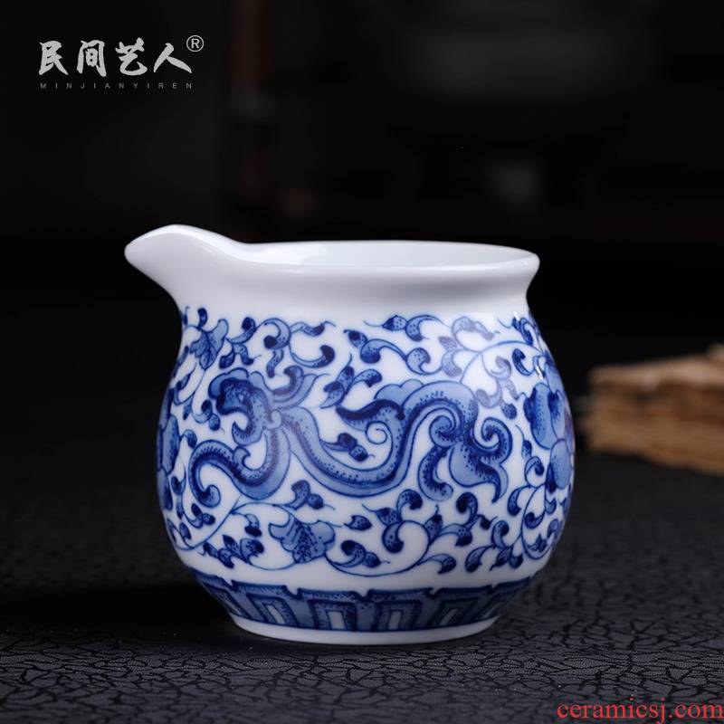 Jingdezhen hand - made justice cup tea sea of blue and white porcelain ceramic tea cup of filter points kungfu tea tea tea set