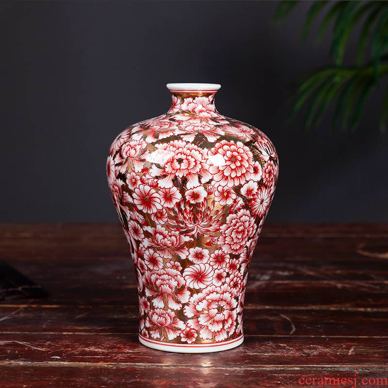 Jingdezhen ceramics vase flower, mei flower arranging bottles of antique Chinese style living room household adornment rich ancient frame furnishing articles