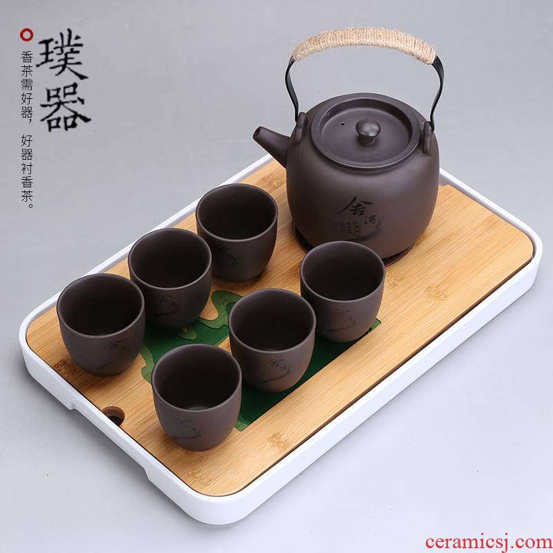 A complete set of violet arenaceous household contracted kung fu tea set office tea teapot teacup tea, A complete set of gift giving