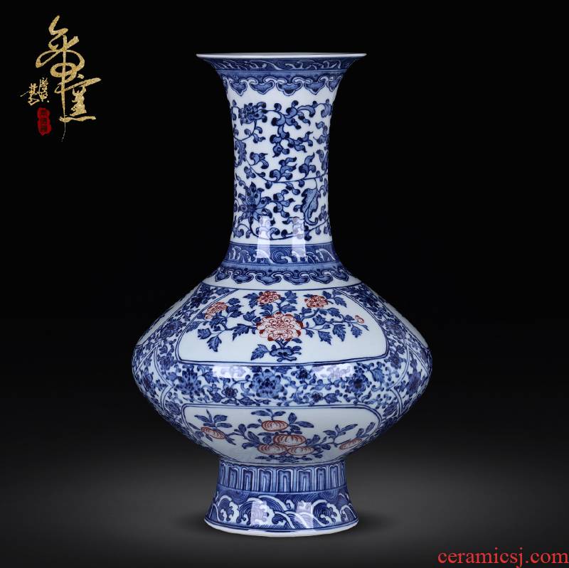 Jingdezhen ceramic vases, antique hand - made porcelain youligong modern Chinese style living room decorative crafts