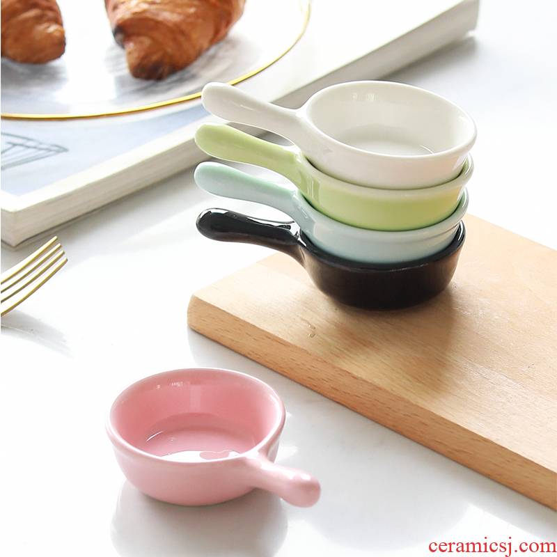 Ancient bo Japanese creative handle ceramic dishes flavor dish of sauce dish of western food ingredients dishes to taste a little bit