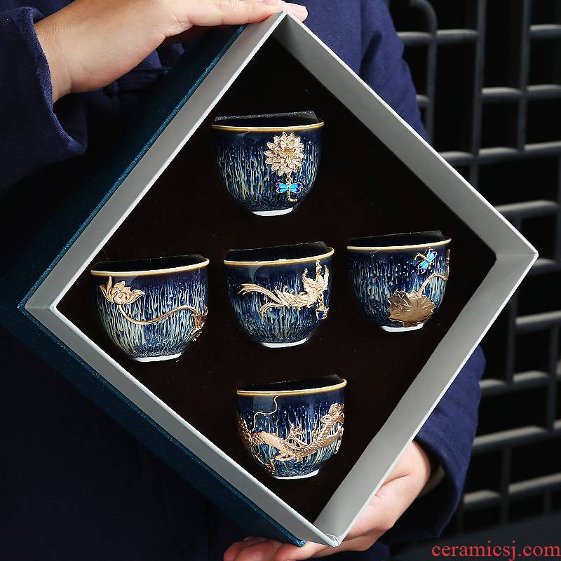 Jingdezhen temmoku glaze coppering. As whitebait single master kung fu tea set household sample tea cup bowl ceramics home tea light