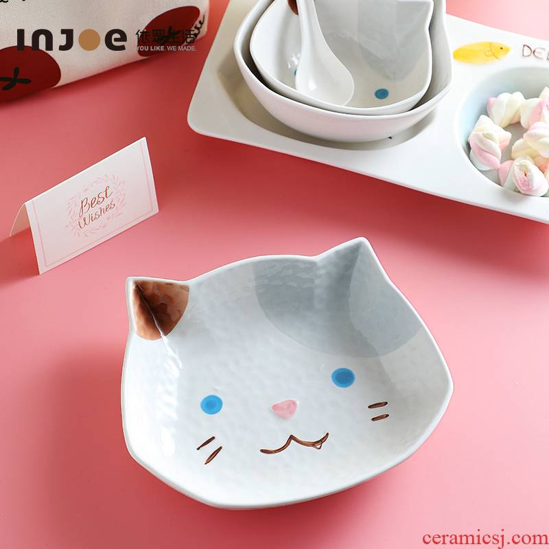 Creative children tableware dishes suit household babies eat bowl cartoon express it in Japanese ceramic frame plates