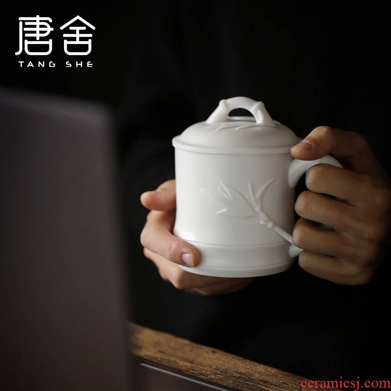 Don difference up dehua suet jade white porcelain tea cups with cover home office personal meeting glass ceramic mugs