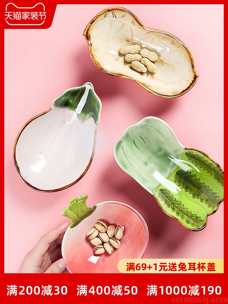 Ceramic dry fruit tray snack plate creative fruit bowl I sitting room home snack plate character lovely candy dishes