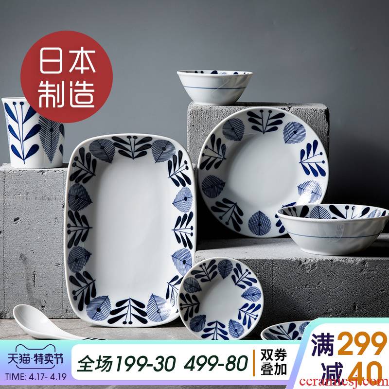 Tableware suit household Japanese imported from Japan and wind ceramic rice bowl dish dishes suit Orlando