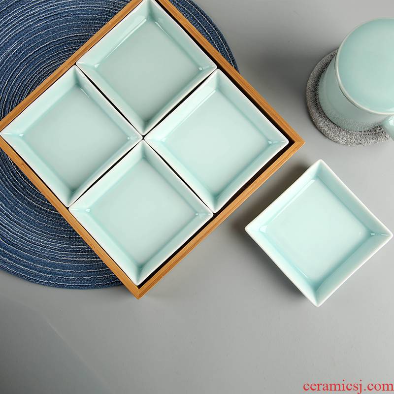Longquan celadon square plate creative multiple disc ceramic plate frame Japanese fruit platter of dried fruit sushi plate
