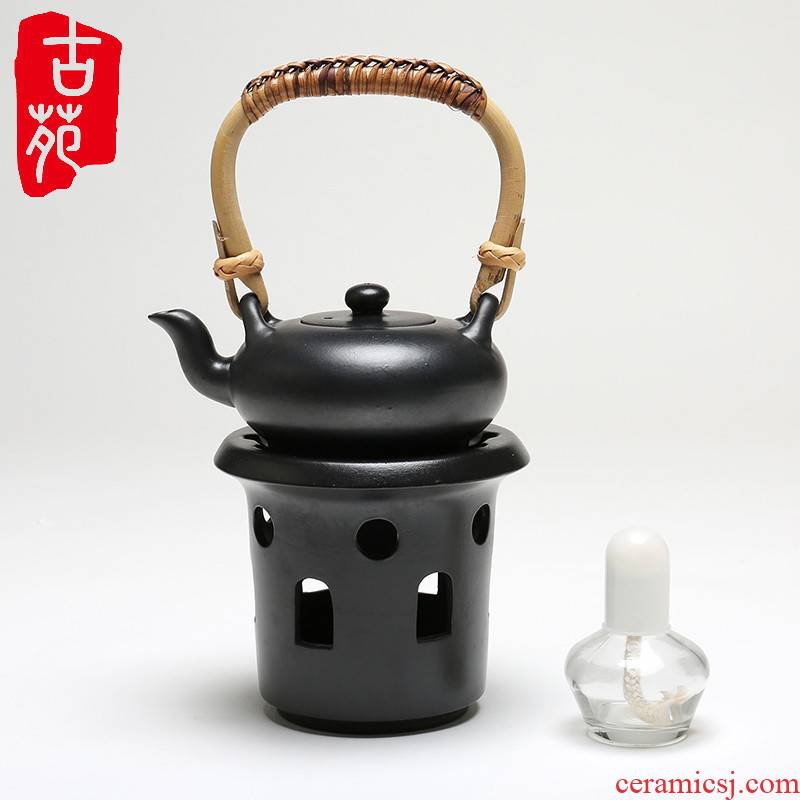 The ancient garden of coarse pottery kung fu tea set purple ceramic alcohol lamp pot of boiled tea stove teapot warm The teapot small girder suits for