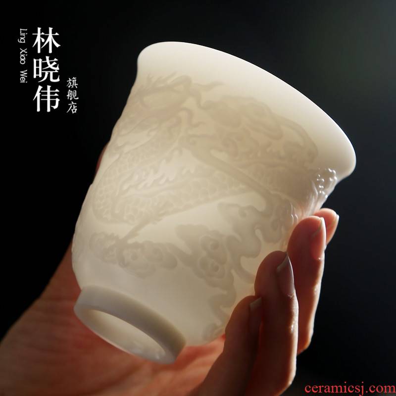 Dehua suet jade white porcelain ceramic cups sample tea cup masters cup kung fu tea tea cup bowl, gift boxes