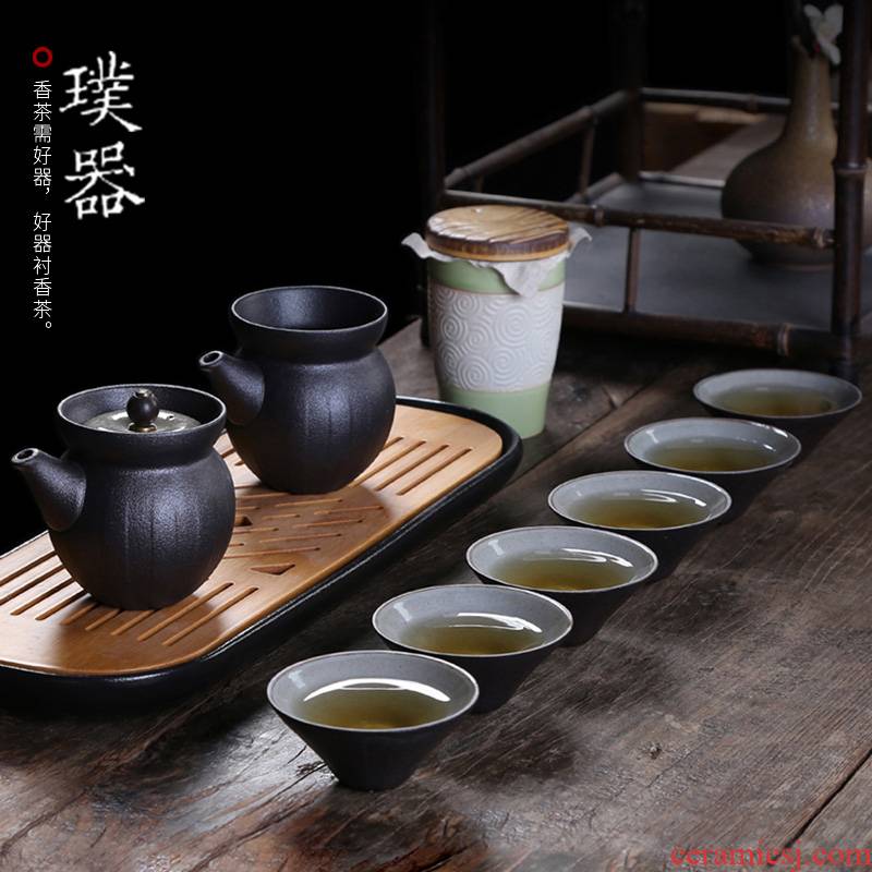 Ceramic kung fu tea set suit household contracted sitting room of a complete set of restoring ancient ways the teapot tea tea cups, gift boxes
