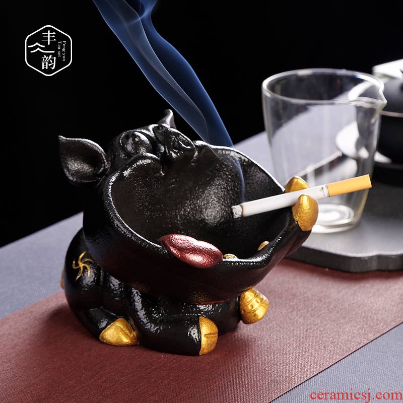 Creative move ceramic little pig ashtray home furnishing articles sitting room play zen tea tea tea tray tea tea of a pet