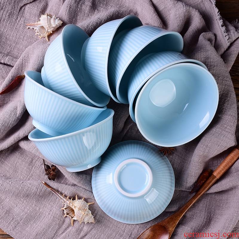 Friends are celadon rice bowls to eat rice bowl Japanese high temperature ceramic tableware soup bowl rainbow such as bowl home six pack sauce bowl