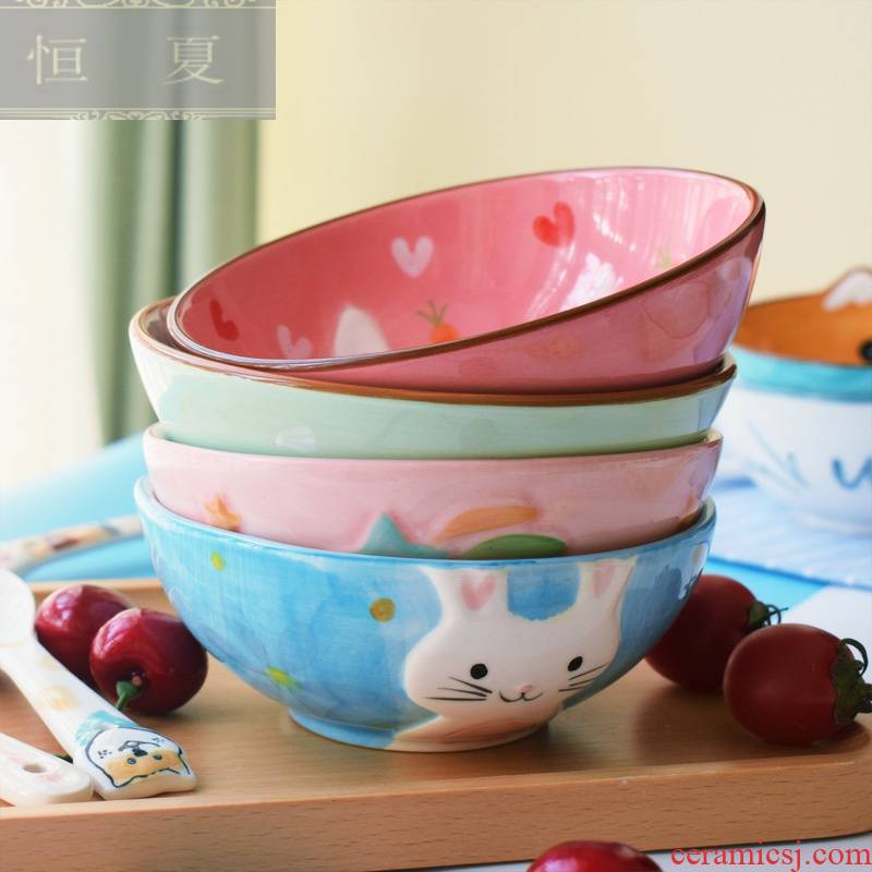 Express cartoon rabbit children 's creative move adult animals under glaze color porcelain tableware home baby to eat bread and butter