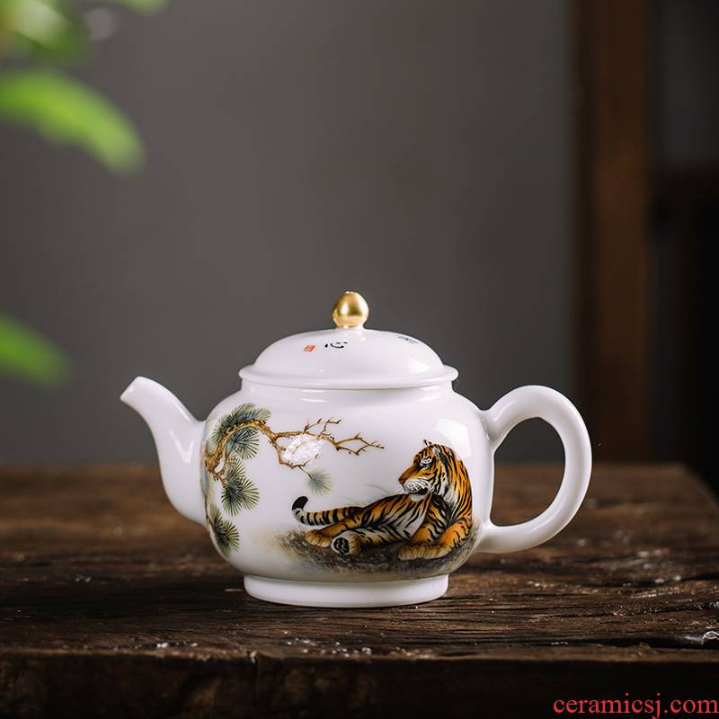 Jingdezhen ceramic hand - made tiger teapot manual teapot household move single pot of kung fu tea pot