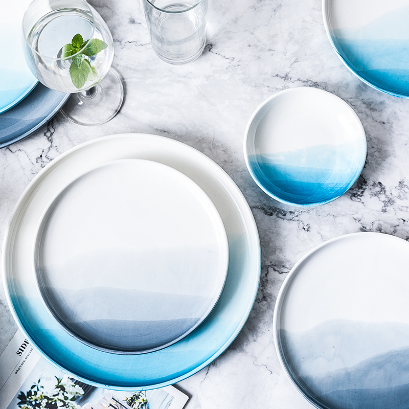 Plate Nordic creative web celebrity steak dish light key-2 luxury dinner Plate household ceramics tableware Plate of flat breakfast dishes