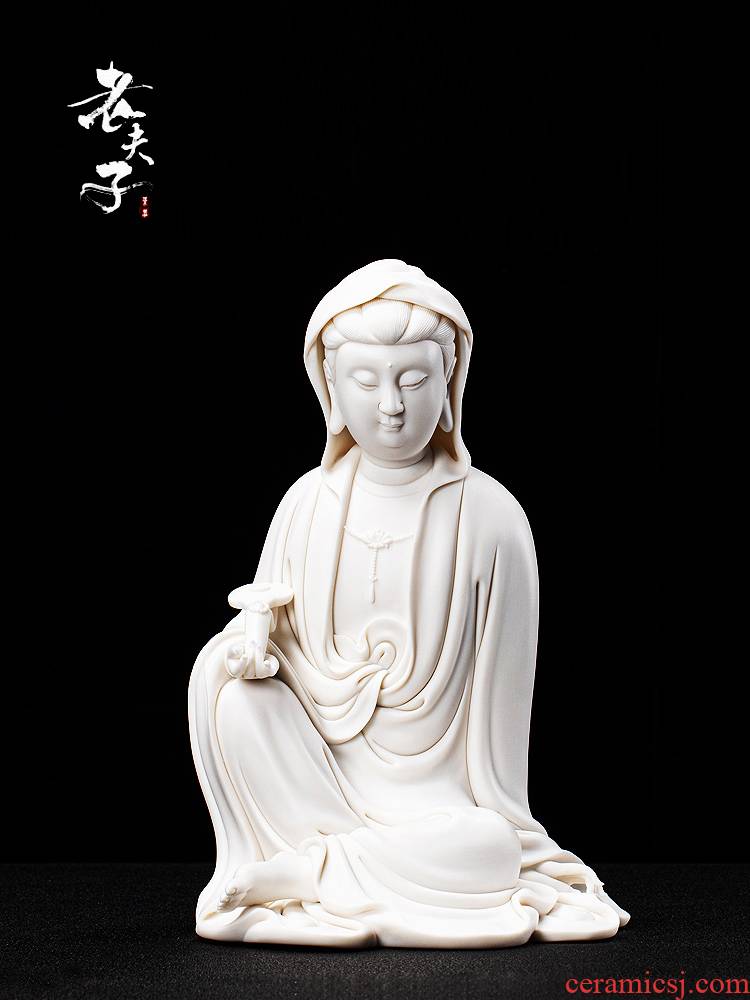 Dehua biscuit firing guanyin ceramic Buddha zen porch place cloak that occupy the home sitting room to be safe
