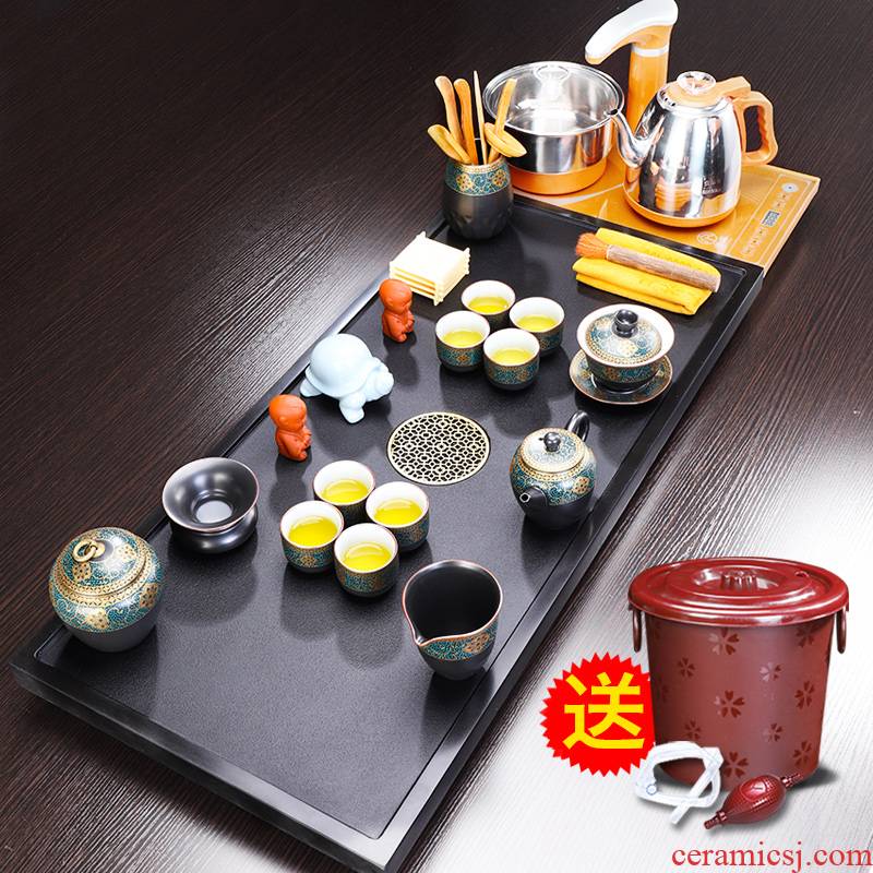 Tang Feng sharply stone tea tray was suit contracted automatic four unity machine domestic large - sized ceramic kung fu tea tea