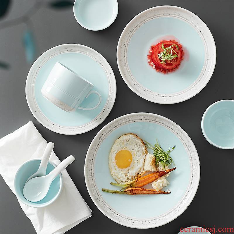 Nordic ceramic tableware plate sets single soup bowl creative combination of household food dish to eat bowl meal all the plates