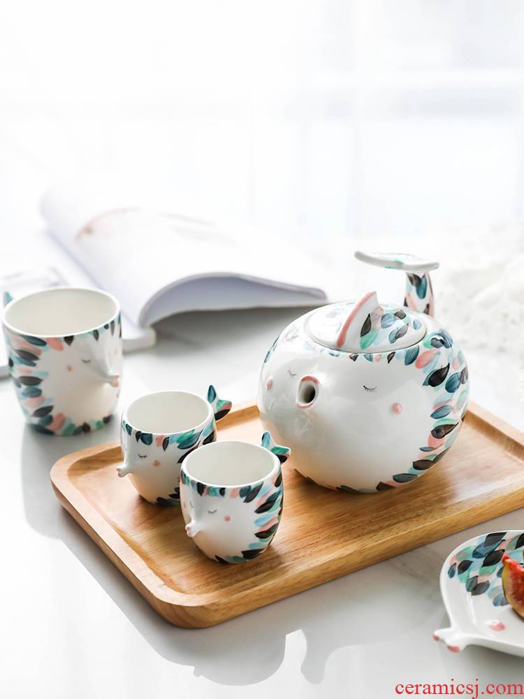 Boss the month mark cup coffee cup creative hand - made ceramic lovers kiss fish for a glass of water glass tea set