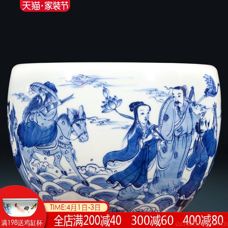 Jingdezhen ceramics hand - made antique blue - and - white sea writing brush washer from small cylinder sitting room home furnishing articles