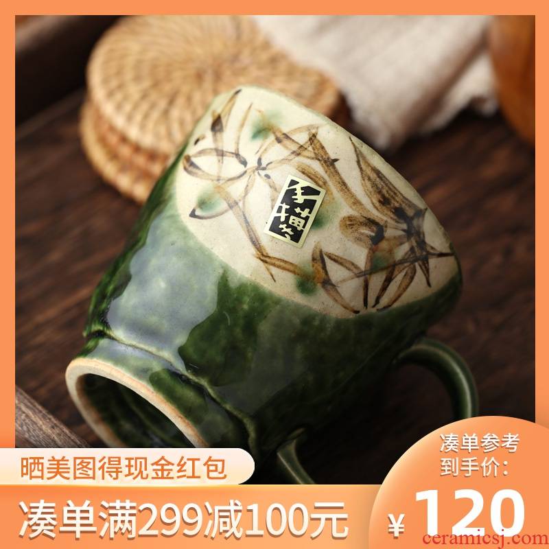 Meinung burn the original imported from Japan, the original mark cup tea cup ceramic cup emerald green Japanese household glass for breakfast