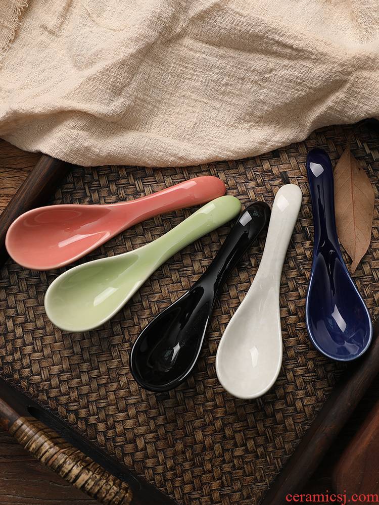 Japanese and wind spoon, spoon, spoon, ladle creative household ceramics tableware portable small spoon to eat sweet