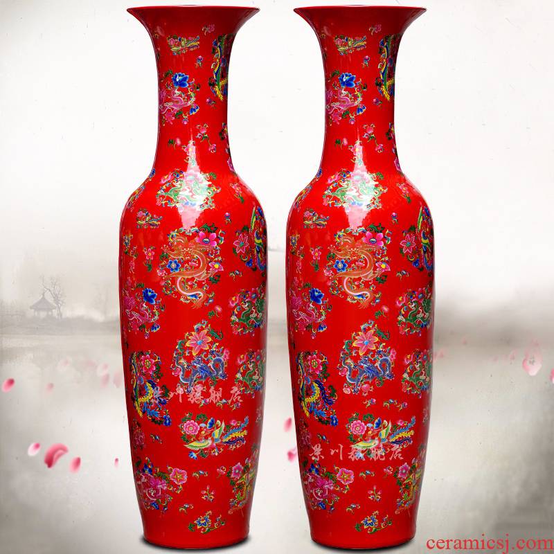 Jingdezhen ceramic Chinese red in extremely good fortune of large vases, flower arrangement home sitting room hotel office furnishing articles