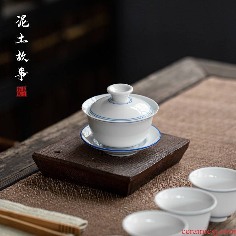 Jingdezhen tureen only a single white porcelain cups three tureen large sweet white kung fu tea set household thin foetus making tea