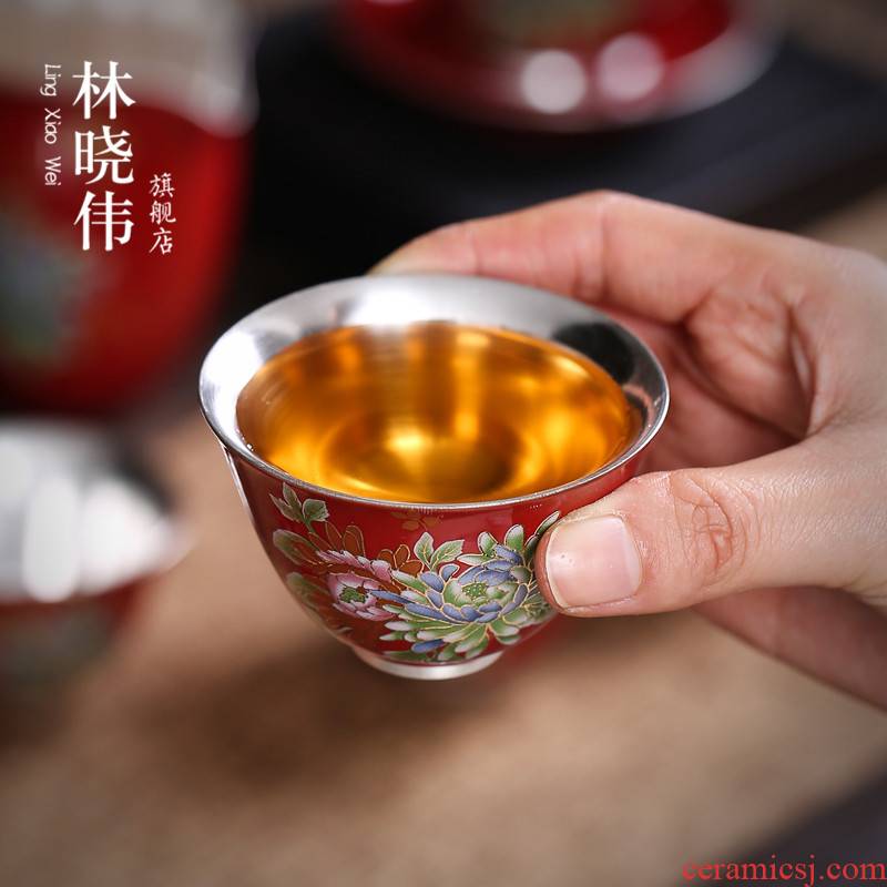 The Master cup single cup 999 sterling silver, jingdezhen ceramic cups coppering. As silver sample tea cup home of kung fu tea cup