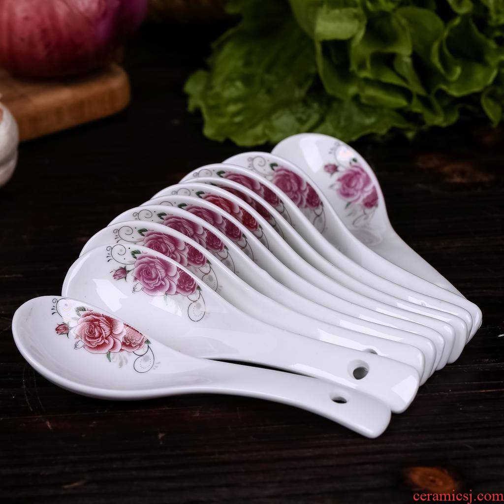 A Warm harbor new 10 small spoon of household ceramic ipads porcelain spoon, spoon, ladle spoon, microwave oven bag