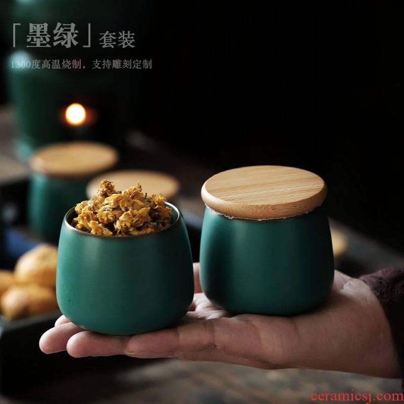 ShangYan mini small trumpet ceramic POTS portable travel tea caddy fixings storehouse sample POTS sealed POTS