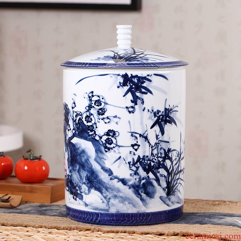 Hand - made ceramic caddy fixings storage POTS sealed as cans puer tea box of jingdezhen large household put tea POTS
