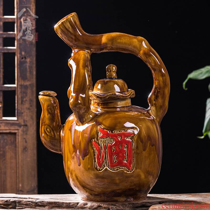 Jingdezhen ceramics hip household seal wine 5 jins of 10 jins to antique wine wine jar decorative bottle