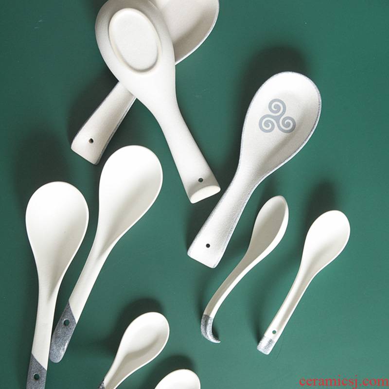 Japanese contracted snowflakes glazed pottery porcelain run soup spoon deep expressions using large porridge spoon to ultimately responds soup spoon, spoon, household long - handled spoons