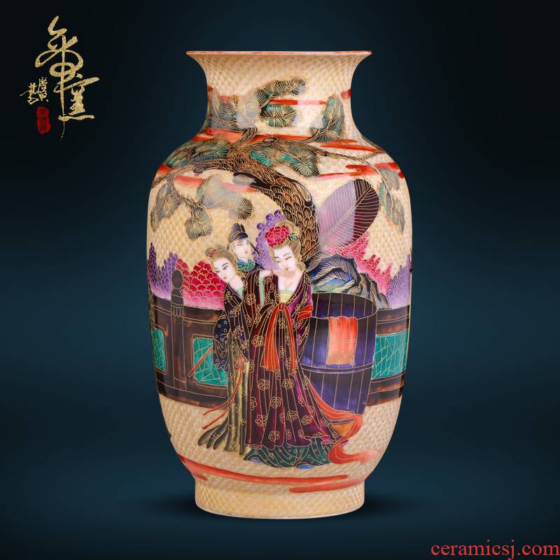 Jingdezhen ceramics antique hand - made wire inlay high - ranked imperial concubine bathing enamel vase of Chinese style living room porch place