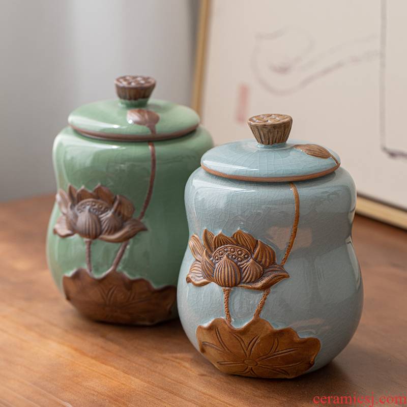 Constant cousin up porcelain ceramic tea pot of pu 'er tea, green tea sealed tank storage tank size box, tea POTS