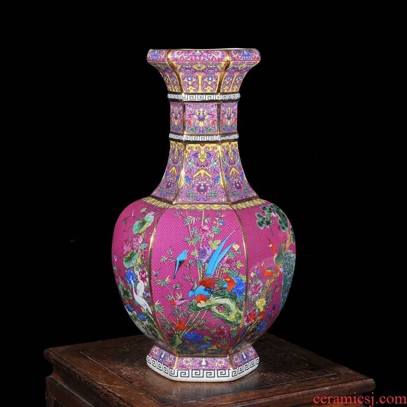 Jingdezhen ceramics antique hand - made colored enamel vase Chinese style from the sitting room porch TV ark adornment furnishing articles