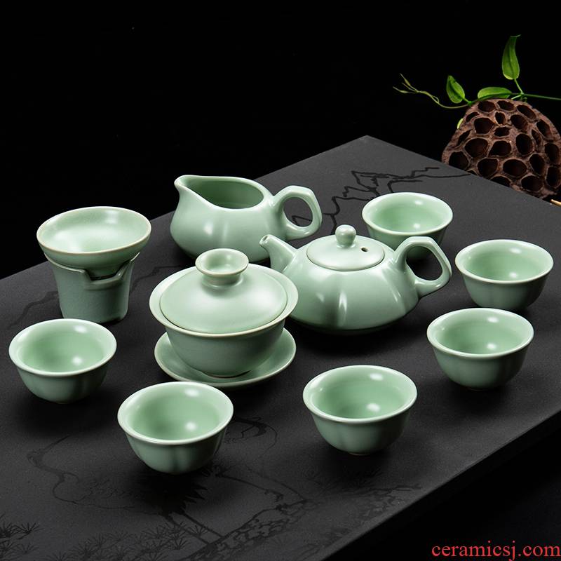 Ronkin ceramic kung fu tea set of a complete set of household ice cracked teapot contracted your up tureen cups