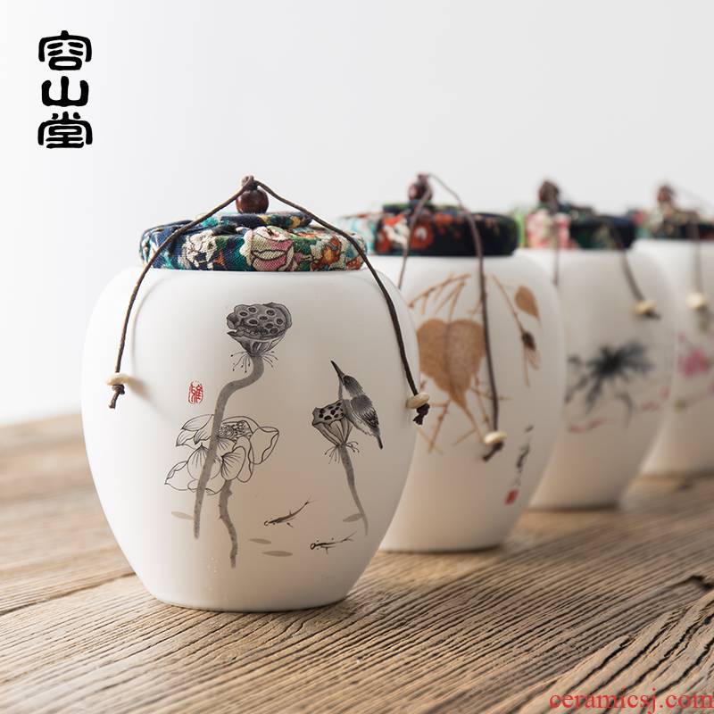 RongShan hall coarse pottery ceramic large black tea caddy fixings puer tea box of small box seal pot lawsuits