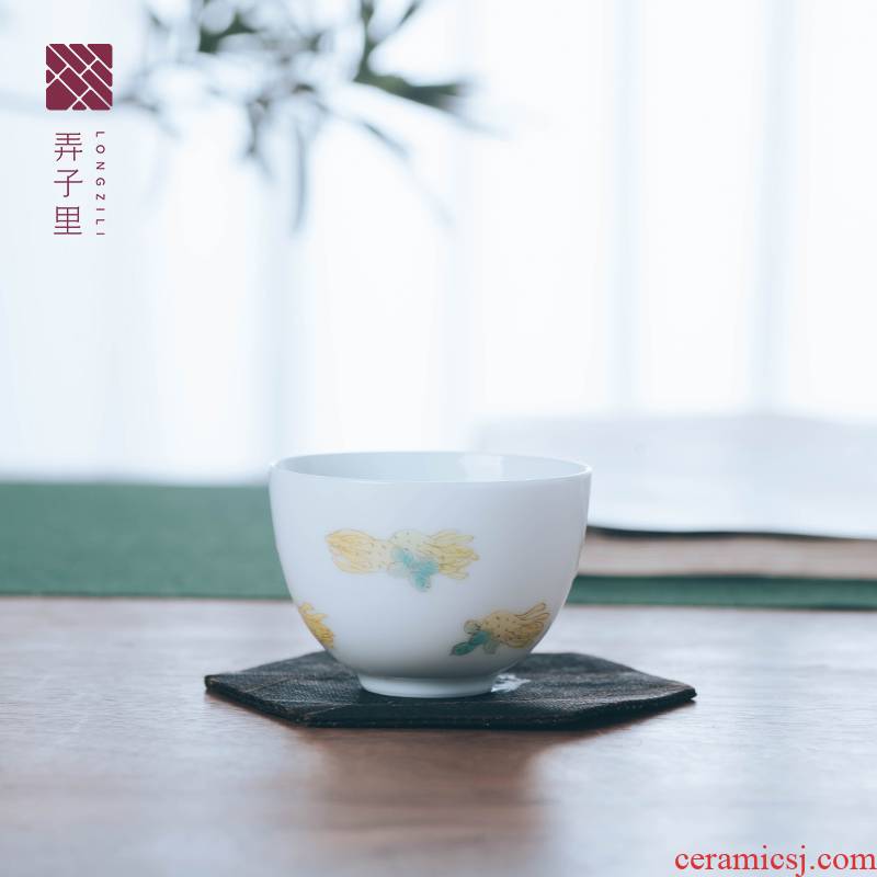 Figure in the glass tea cup jingdezhen hand - made citron egg cup master cup sample tea cup ceramic drinking cup