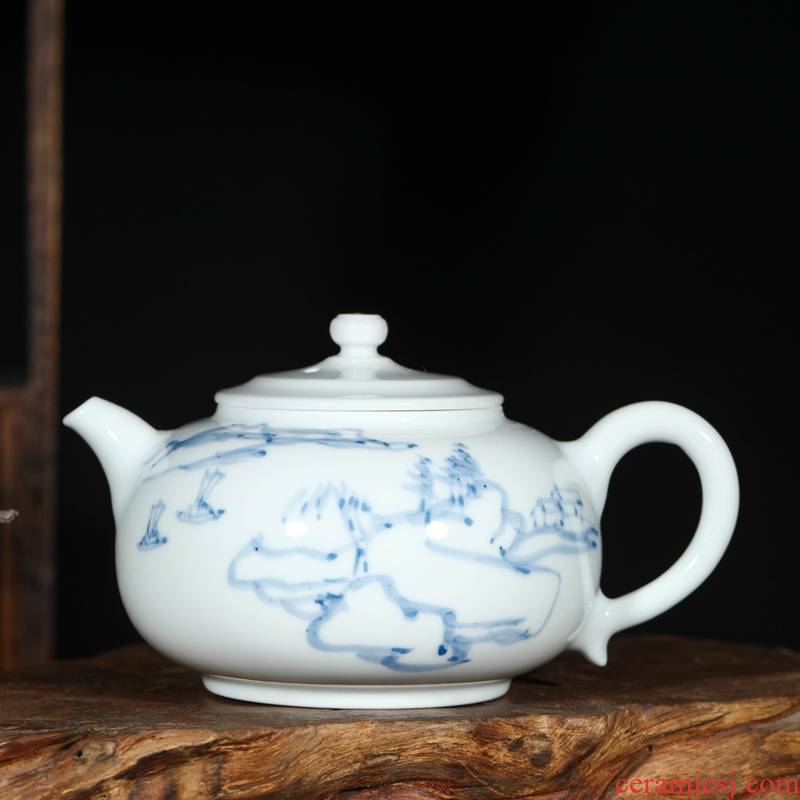 Offered home - cooked maintain fire ceramic teapot kung fu tea set hand in hand, blue and white porcelain pot of tea tea is pure manual