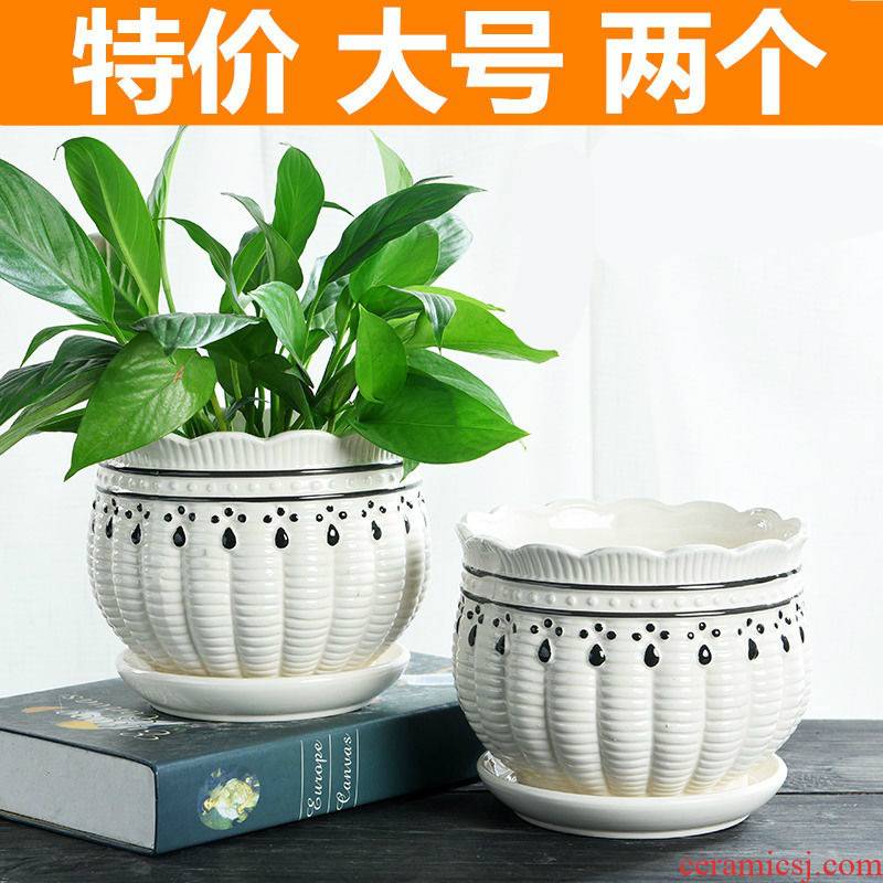 Flowerpot ceramic special offer a clearance with pallet size extra large individuality creative money plant contracted more than meat wholesale flower pot