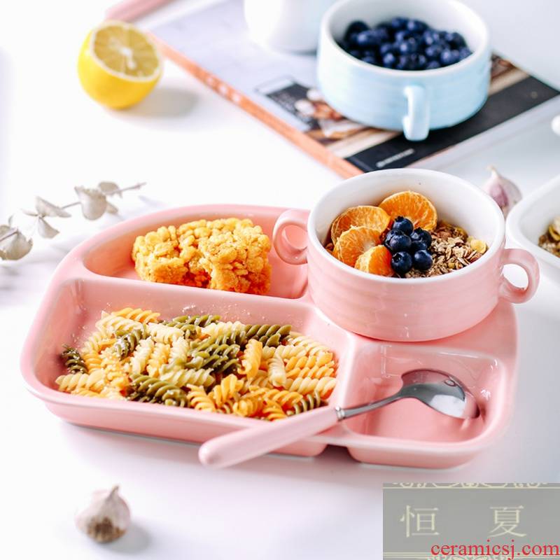 Creative Nordic children separated plate ceramic plate means household adult dinning plate food tableware suit one person